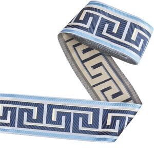 Greek Key Blue Drapery Fabric Trim